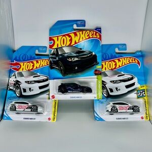 Hot Wheels Subaru Lot Of 3x - Subaru WRX STI White & Blue 2021 HW Speed Graphics